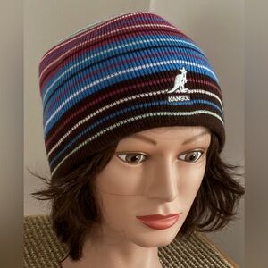 Kangol Striped Beanie in Brown, Blue, Pink
